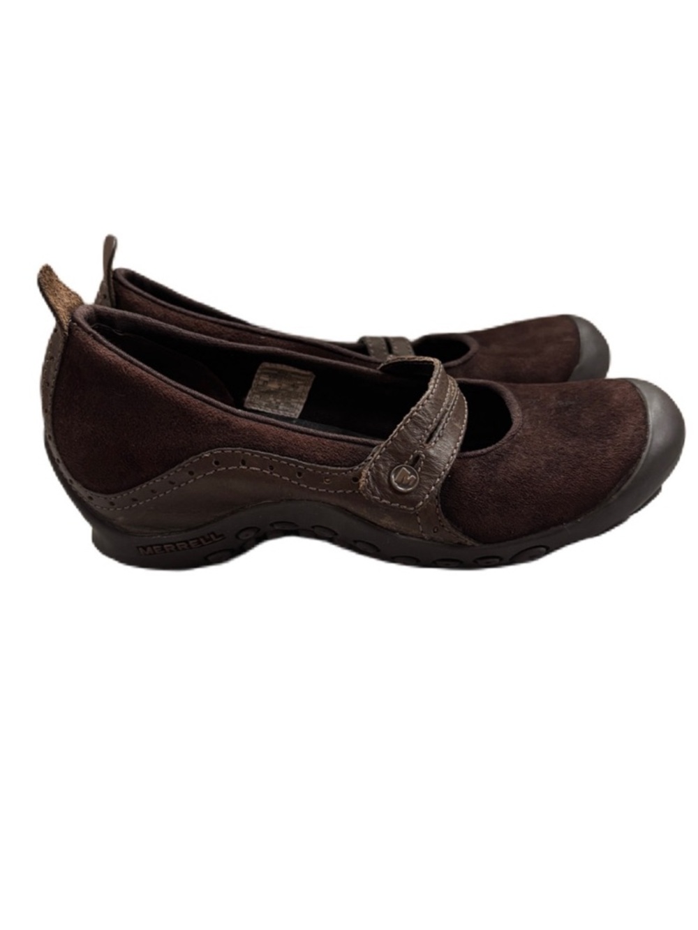 Merrell Plaza Bandeau Chocolate Brown Mary Jane Shoes Leather and Suede Size 6.5